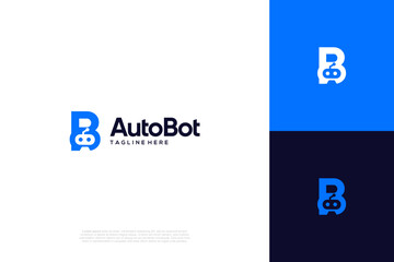 Bot logo design combine with letter initials icon