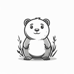 Obraz premium Cute Gopher Vector Logo Design in Simple Black and White Outline