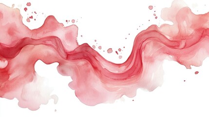 Fluid red watercolor swirl on white background with splashes Great American Spit Out