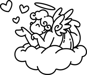 Hand drawn cupid cartoon doodle illustration