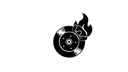 brake disc overheating, black isolated silhouette