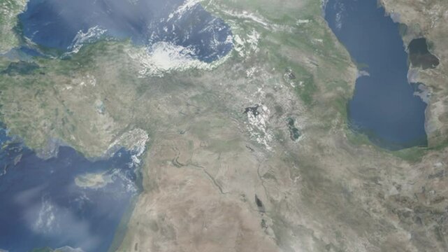 Zooming in on Batman, Turkiye frome space - Perfect for Travel Intros and Backgrounds. Realistic 3D Animation.