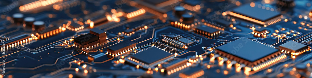 Aufkleber close-up of integrated circuits and circuitry on a printed circuit board