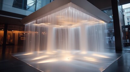 A modern shower with multiple jets spraying water simultaneously.
