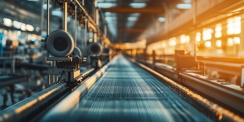 Obraz premium Textile Factory with Automated Looms and Fabric Production