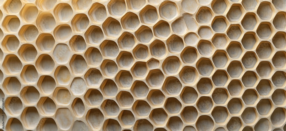 Poster honeycomb structure showcasing intricate hexagonal patterns and natural textures, highlighting the b
