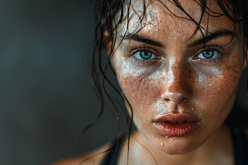 Female athlete working out at a gym generative AI modern technology