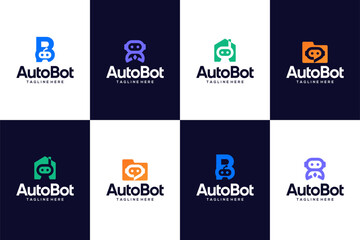 Set of bot icon simple modern logo design