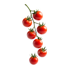 falling tomatoes isolated on a png transparent background with a clipping path. generate ai