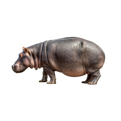 Obraz premium Hippopotamus Profile: Majestic hippopotamus standing, showcasing its imposing size and unique features. A powerful image for wildlife, nature, and African themes. 