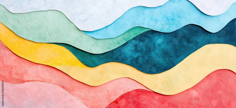Poster colorful abstract wavy layers in pastel tones creating a modern artistic background with textures an