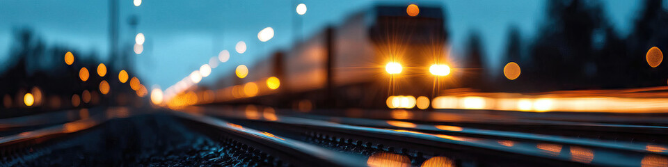 Train Tracks and Lights at Dusk
