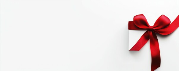 Gift box with a red ribbon on a plain white background, premium holiday packaging.