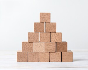 Obraz premium Business growth process depicting a series of blocks being assembled into a pyramid, symbolizing the foundation of business success