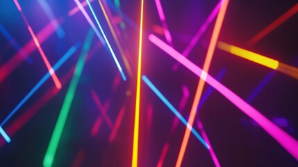 Vibrant Abstract Light Rays in Neon Colors on Dark Background