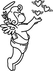 Hand drawn cupid cartoon doodle illustration