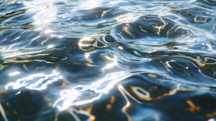 Glimmering Water Surface with Sunlight Reflection and Waves