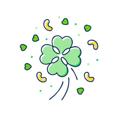 clover confetti vector icon, patrick’s day vector illustration - simple illustration of clover confetti perfect for logos, and patrick’s day -themed designs.