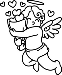 Hand drawn cupid cartoon doodle illustration