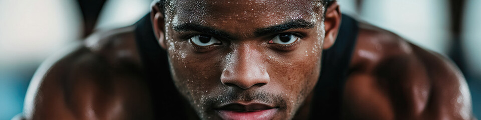 Fototapeta premium Close-up Portrait of a Sweating Athlete