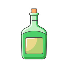 green whiskey bottle vector icon, patrick’s day vector illustration - simple illustration of green whiskey bottle perfect for logos, and patrick’s day -themed designs.
