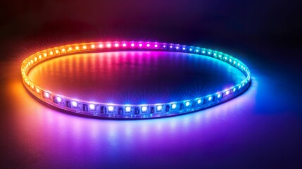 Close-up of a colorful LED strip light generated AI