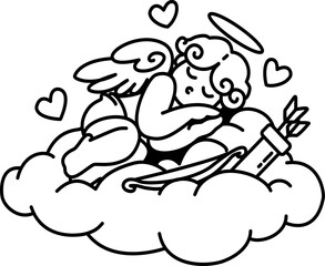 Hand drawn cupid cartoon doodle illustration