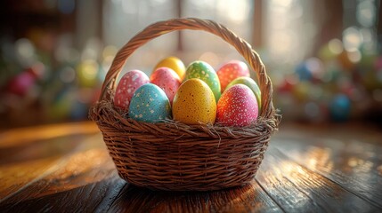 Easter Monday was adorned with a delightful boundary of woven baskets filled with a variety of colored eggs