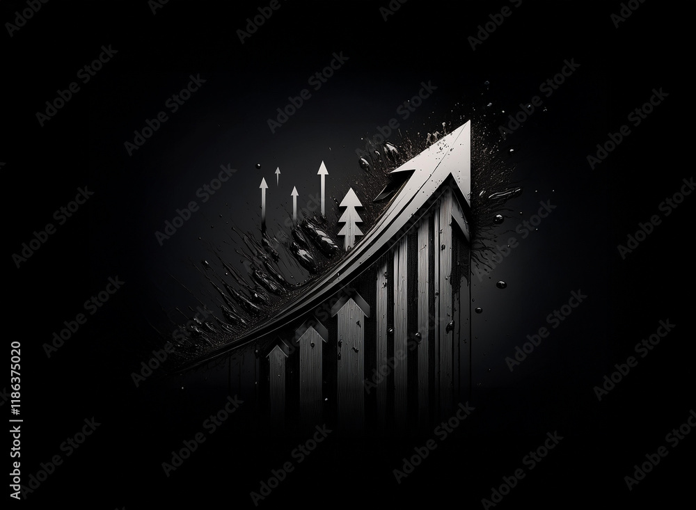Poster a dynamic upward-trending graph explodes with dark energy, symbolizing rapid growth and powerful mom
