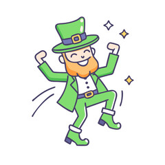 leprechaun dancing vector icon, patrick’s day vector illustration - simple illustration of leprechaun dancing perfect for logos, and patrick’s day -themed designs.