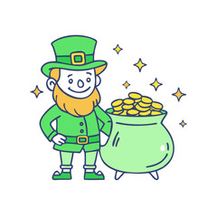 leprechaun pot overflowing with coins icon
