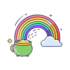 rainbow ending in a pot of gold vector icon, patrick’s day vector illustration - simple illustration of rainbow ending in a pot of gold perfect for logos, and patrick’s day -themed designs.