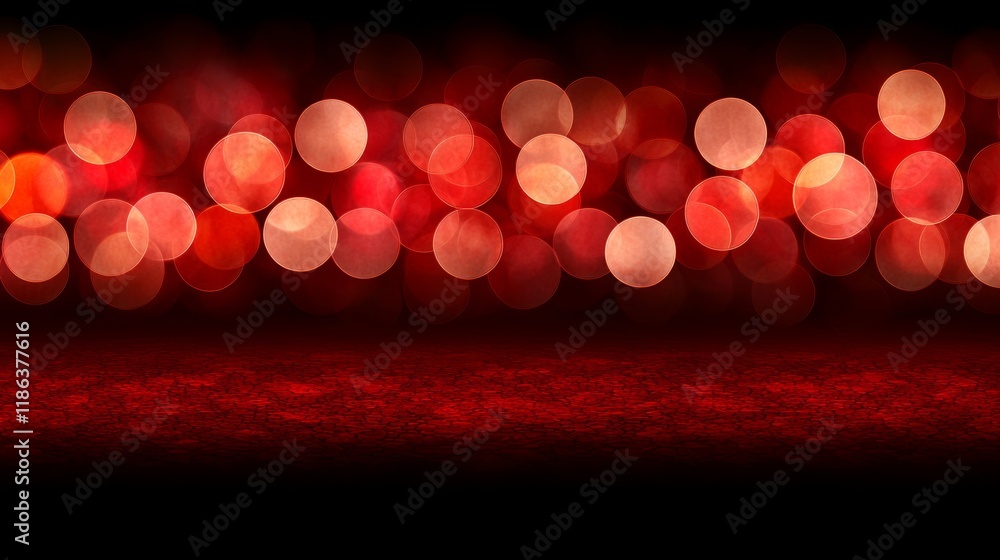 Poster a vibrant background of shimmering red bokeh lights on a dark canvas, perfect for festive themes or 