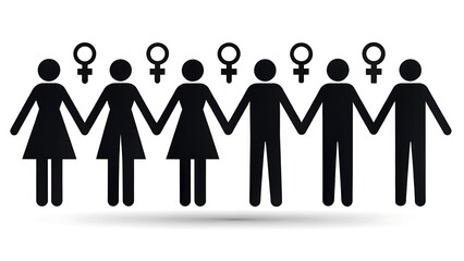 A row of human figures with gender symbols