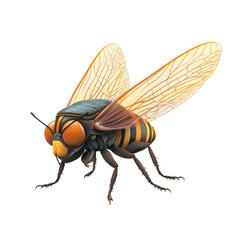 Fototapeta premium 3D Cartoon Cicada Icon on transparent background with Detailed Features and Vibrant Colors