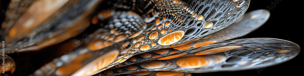 Poster abstract fractal image: overlapping organic structures