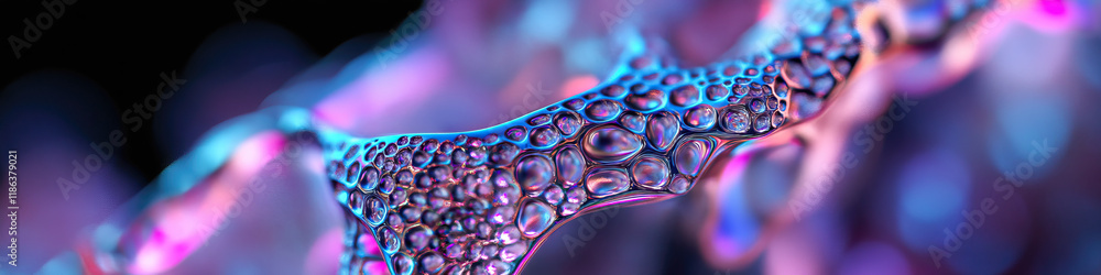 Poster Digital Rendering of Iridescent Metallic Structure with Bubbled Surface