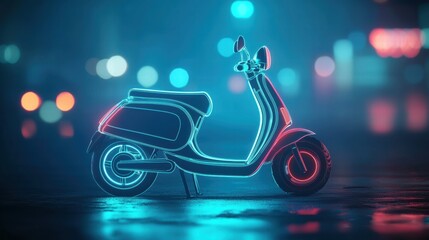 Glowing electric scooter concept modern design with ambient lighting