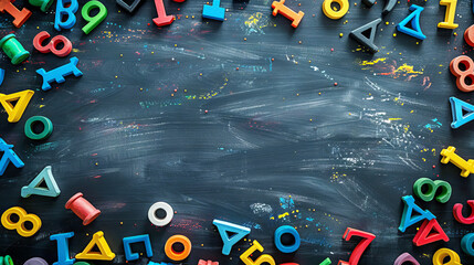 background maths theme, copyspace in a centre