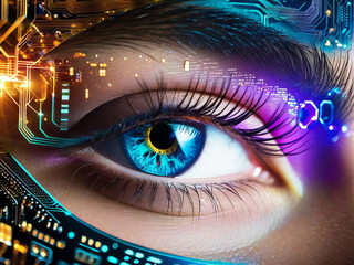 Female Eye With Cyber Tech Glow
