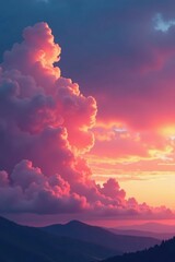 Cirrostratus clouds with hues of pink and orange at sunset, nebbia, paesaggio, tramonto