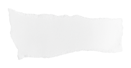 White ripped piece of paper isolated on transparent background PNG file