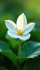 Delicate white flower petals glisten with dew drops, water, nature, serene