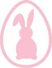 Easter Bunny Silhouette Inside Egg Graphic.
pastel color Easter egg and rabbit flat icon vector Isolated .
Simple shaped bunny and egg laser cut pattern.
Transparent background.