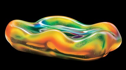 Obraz premium Colorful Abstract Holographic Design of Flowing and Melted Liquid on a Black Background
