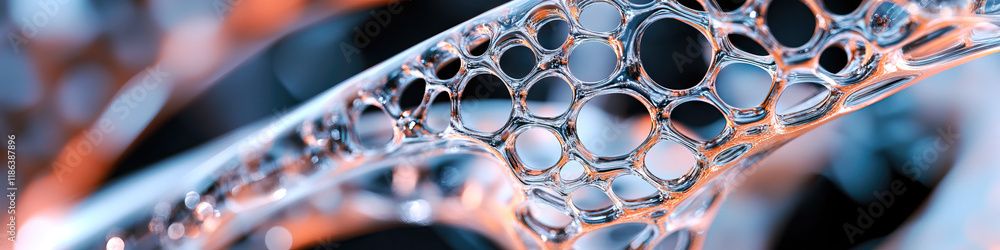 Poster Digital Render of Translucent Metallic Structure with Spherical Voids