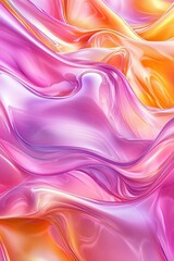 Fototapeta premium Holographic Abstract Liquid Shape With Melted Colors in Blobs and Wavy Textures