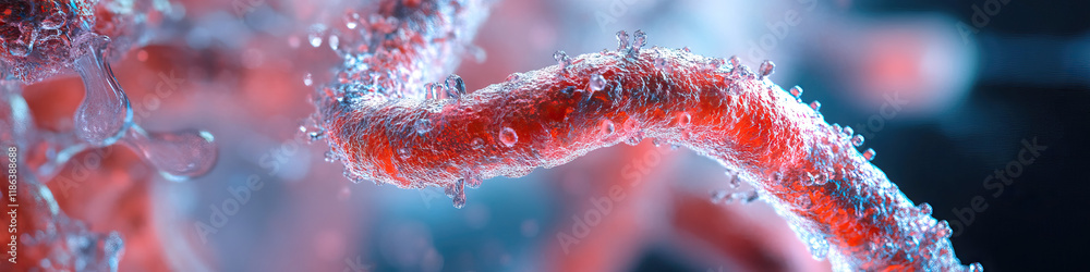 Aufkleber digital rendering of filamentous microorganism in fluid