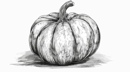 A monochrome, detailed hand-drawn illustration of a pumpkin, showcasing intricate linework.