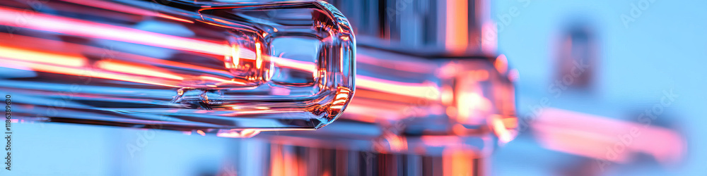 Poster abstract image of interconnected translucent tubes with internal lighting